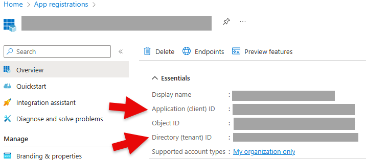 CLIENT_ID and TENANT_ID