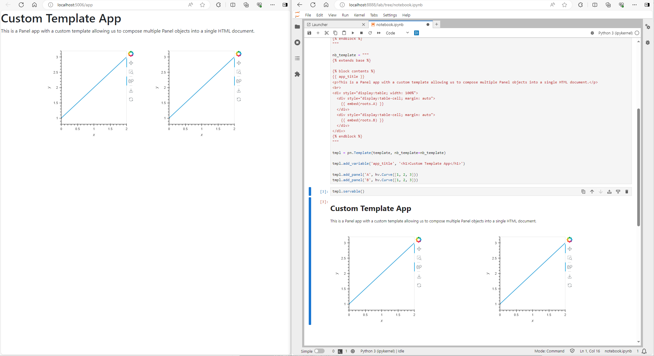 Custom Template in server app and notebook