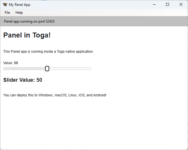 Panel Desktop in Toga