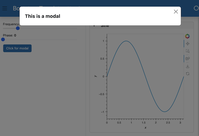 example panel app with an active modal